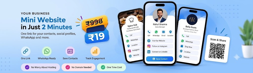miniweb — मिनी वेबसाइट, डिजिटल विज़िटिंग कार्ड और QR कोड